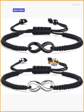 Stainless Steel Infinity Charm Bracelet Set Adjustable Unisex Matching